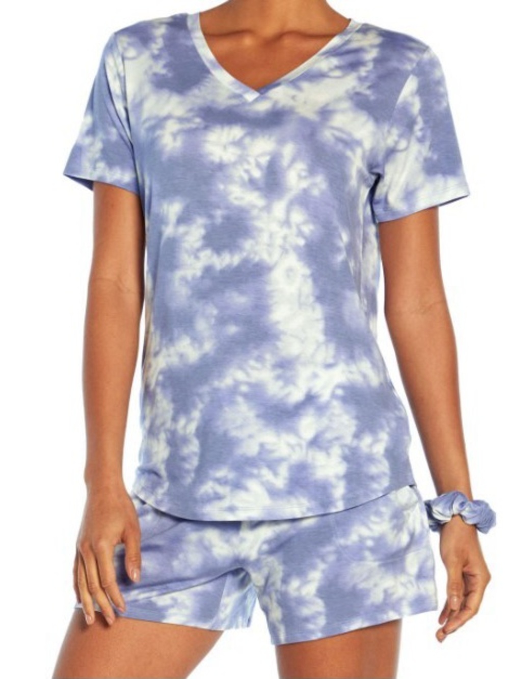 NWT Wildfox Lightweight Jersey 2-Piece Lounge Pajama Set Smokey Blue Tie Dye